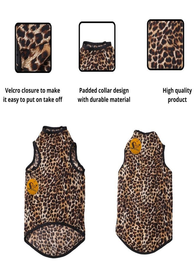 سايج سكوير تيشيرت للكلاب مطبوع عليه رسومات مجنونة من Sage Square، تيشيرت رائج للكلاب، فائق النعومة وخفيف الوزن، ملابس مريحة وجيدة التهوية للكلاب، زي عصري (مقاس كبير - 22 بوصة) (طبعة الفهد) - Image 4